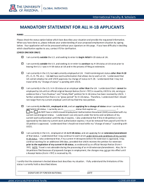 H-1B Applicant Mandatory Statement