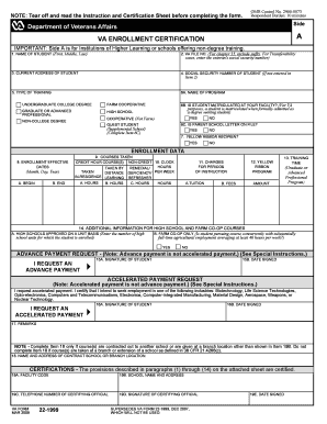 VA Enrollment Certification Form 22-1999