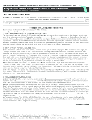 Comprehensive Rider to FAR/BAR Contract for Sale and Purchase