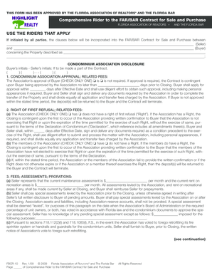 Comprehensive Rider to FAR/BAR Contract for Sale and Purchase