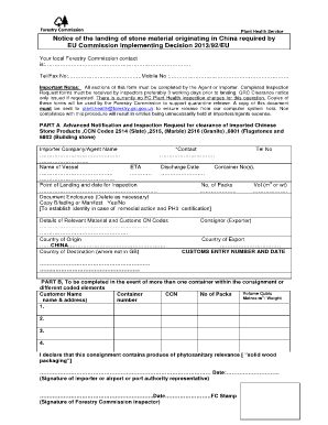 EU Stone Material Landing Notice