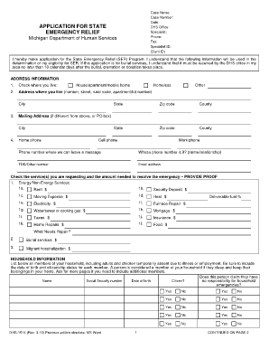 Michigan State Emergency Relief Application