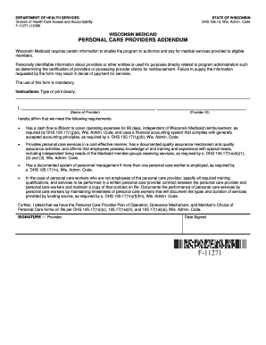 Wisconsin Medicaid Personal Care Providers Addendum