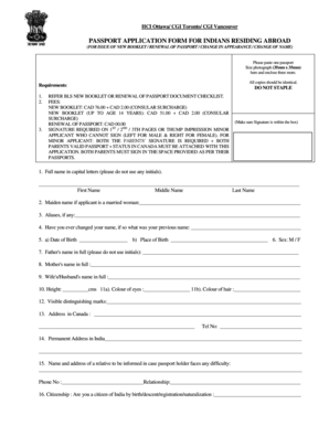 Indian Passport Application Form