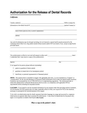 Authorization for Release of Dental Records