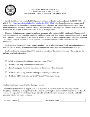 DoD Government Travel Charge Card Statement of Understanding
