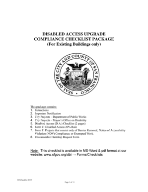 Disabled Access Compliance Checklist