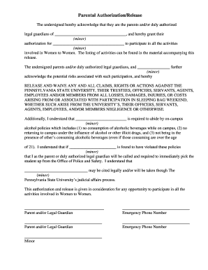 Parental Authorization Release Form