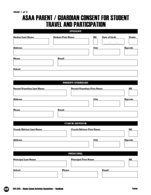 ASAA Parent Guardian Consent for Student Travel and Participation