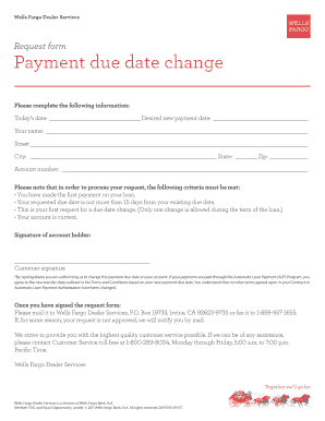 Wells Fargo Dealer Services Payment Due Date Change Request Form