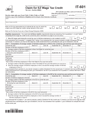 New York EZ Wage Tax Credit Claim Form IT-601