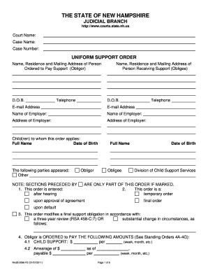New Hampshire Uniform Support Order