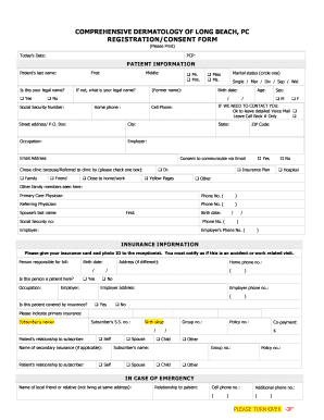 Comprehensive Dermatology Registration and Consent Form
