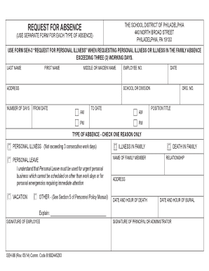 Request for Absence Form