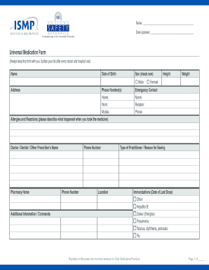 Universal Medication Form