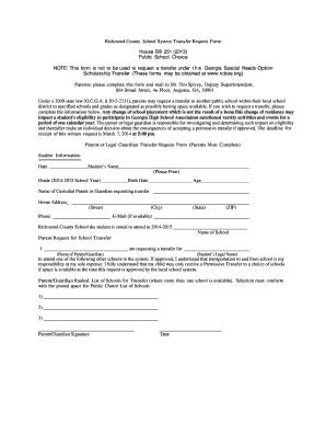 Georgia Public School Transfer Request Form