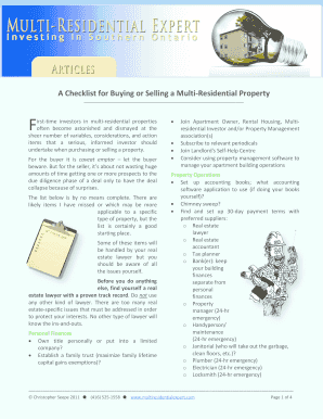 Multi-Residential Property Checklist