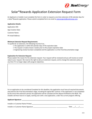 Solar*Rewards Application Extension Request Form