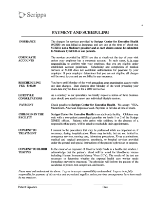 Scripps Center for Executive Health Patient Forms