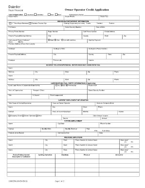 Daimler Truck Financial Owner Operator Credit Application