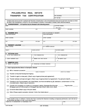 Philadelphia Real Estate Transfer Tax Certification