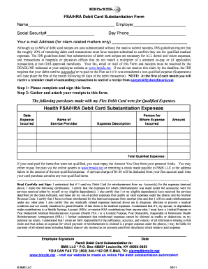 FSA/HRA Debit Card Substantiation Form