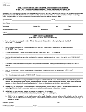 Nursing Facility Pre-Admission Screening Form
