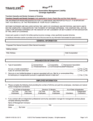 Community Association Management Liability Coverage Application