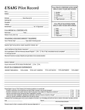 FAA Pilot Record Form