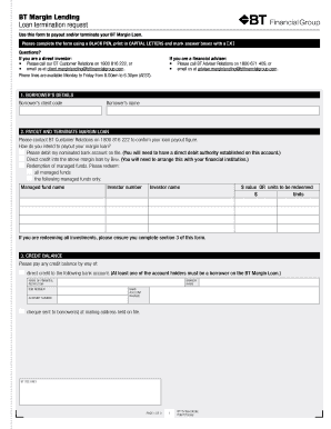 BT Margin Loan Termination Request