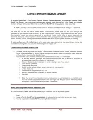 Franklin Bank & Trust Company Electronic Statement Disclosure Agreement