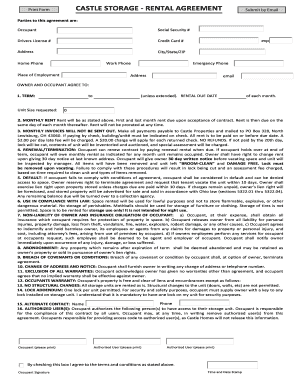 Castle Storage Rental Agreement