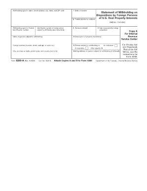 Form 8288-A Statement of Withholding on Dispositions by Foreign Persons