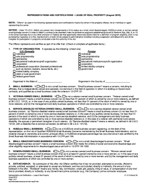 Representations and Certifications Lease of Real Property