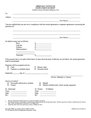 Three-Day Notice of Nonpayment of Rent