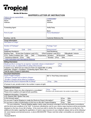 Shipper's Letter of Instruction