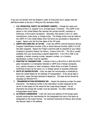 Shipper’s Letter of Instruction