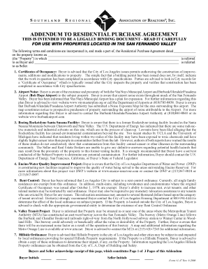 Southland Regional Addendum to Residential Purchase Agreement