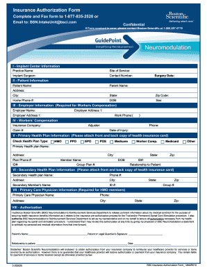 Insurance Authorization Form