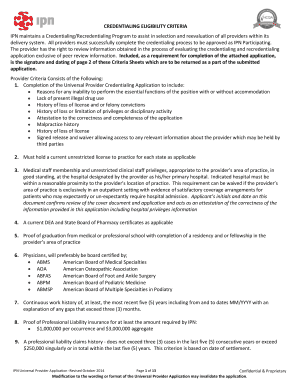 IPN Universal Provider Credentialing Application