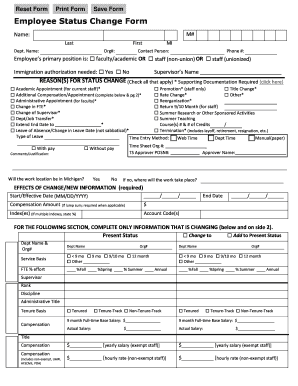 Employee Status Change Form
