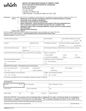 Group Life Insurance Disability Benefit Form