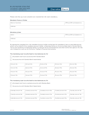 Danske Bank Business Online Account Mandate