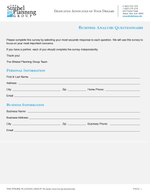 business analysis questionnaire strebelcpacom