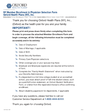 NY Member Enrollment & Physician Selection Form