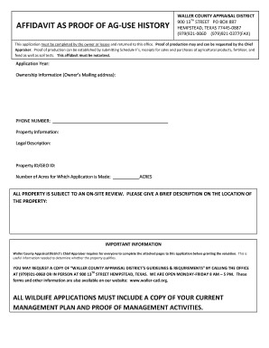 Texas Agricultural Appraisal Affidavit