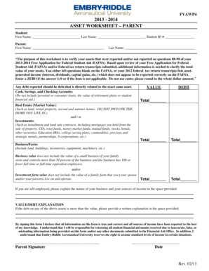 2013-2014 Asset Worksheet - Parent