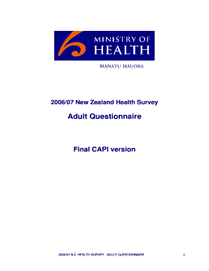 New Zealand Adult Health Survey Questionnaire