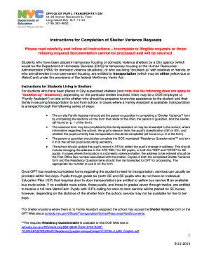 Shelter Variance Request Form