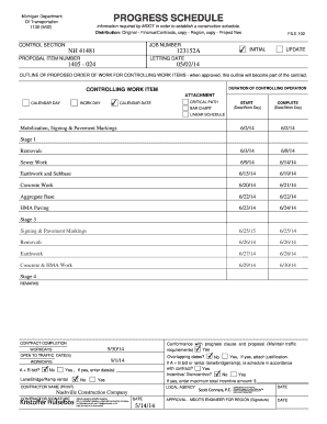 Michigan Department of Transportation Progress Schedule